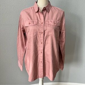 J. Crew Dusty Pink Long Sleeve Button Up Collared Front Pockets Womens Medium